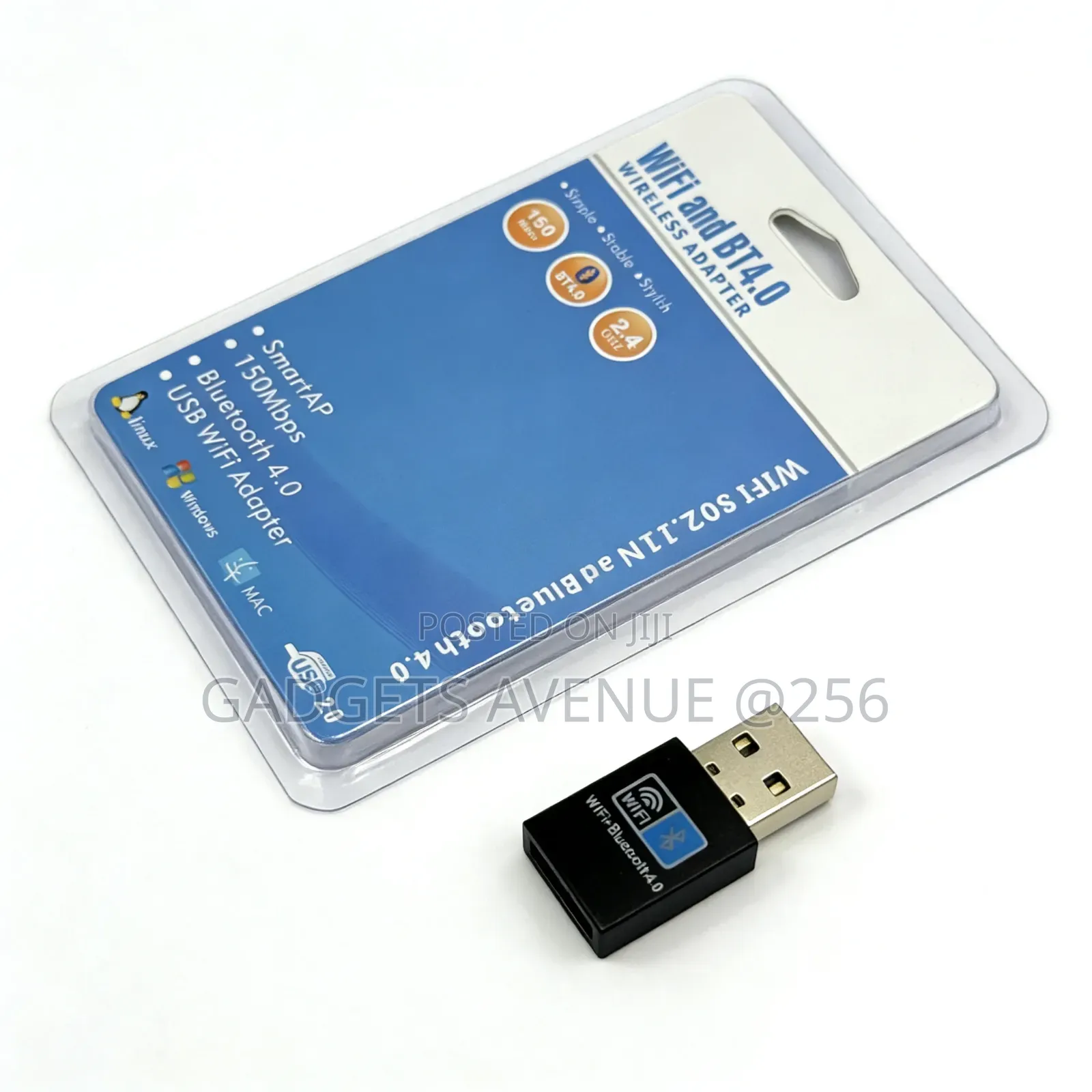 2-in-1 USB Wi-Fi and Bluetooth 4.2 Adapter Dongle for PCs and Laptops.