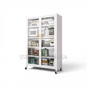 Kitchen Pantry Storage Cabinet With Wheels – 5 Shelves 2 Doors