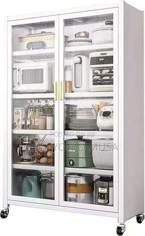 Kitchen Pantry Storage Cabinet With Wheels – 5 Shelves 2 Doors