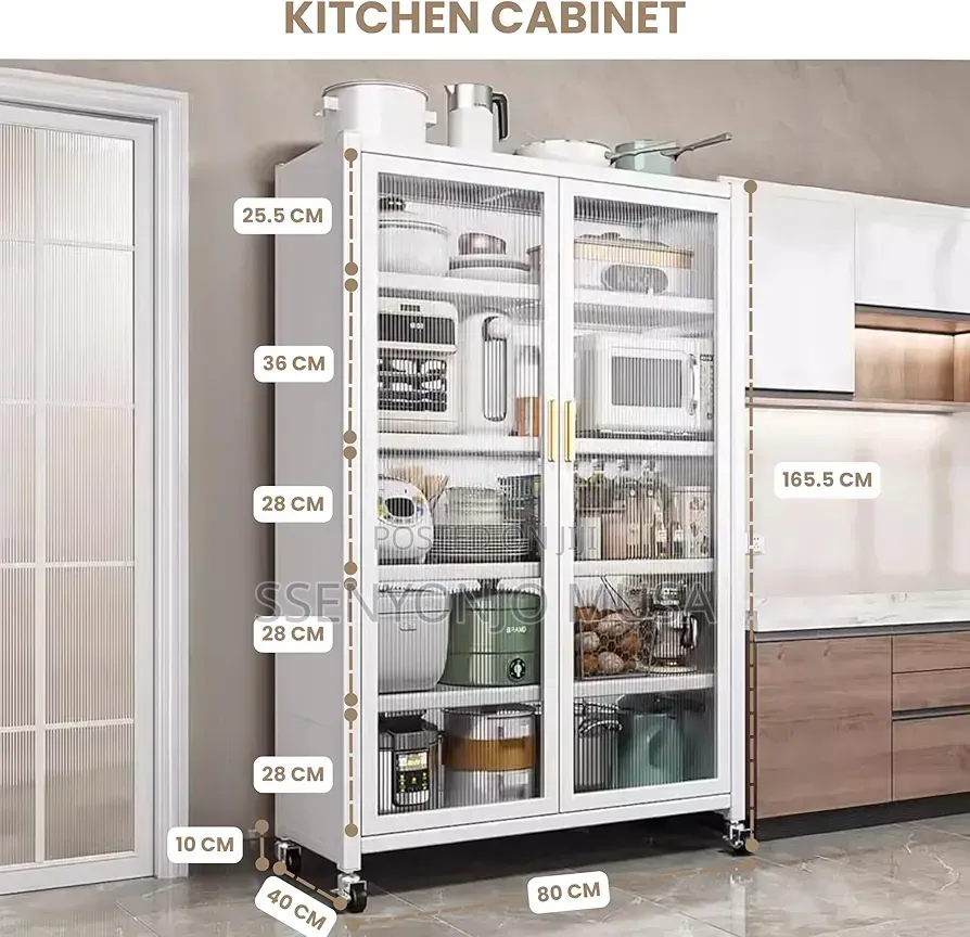 Kitchen Pantry Storage Cabinet With Wheels – 5 Shelves 2 Doors