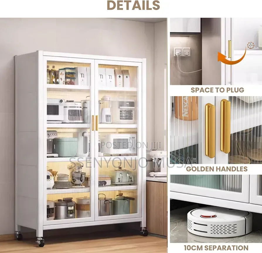 Kitchen Pantry Storage Cabinet With Wheels – 5 Shelves 2 Doors