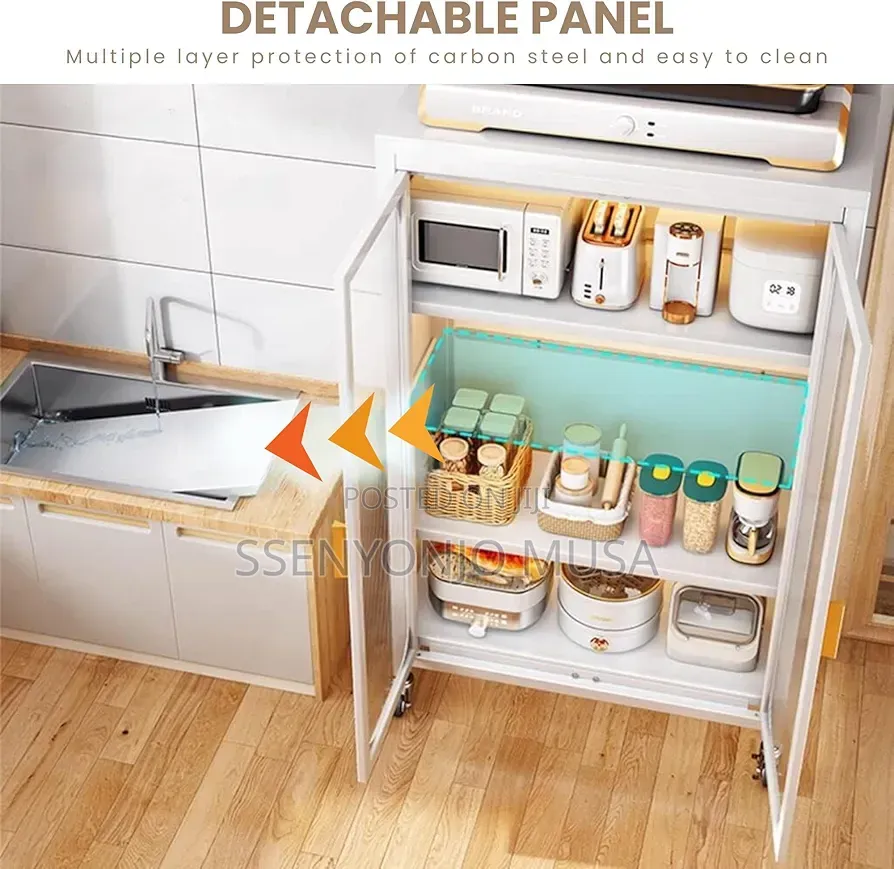 Kitchen Pantry Storage Cabinet With Wheels – 5 Shelves 2 Doors