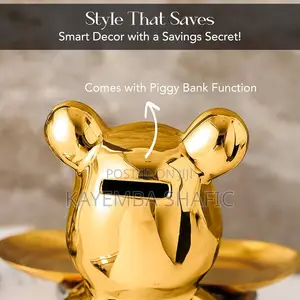 Luxury Gold Ceramic Bear Key Storage Tray Tabletop Home Decor