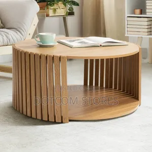 Modern Slatted Round Coffee Table
