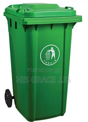 Green Dustbin With Rolling Wheels