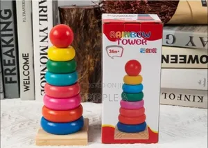 Wooden Multicolored Rainbow Tower