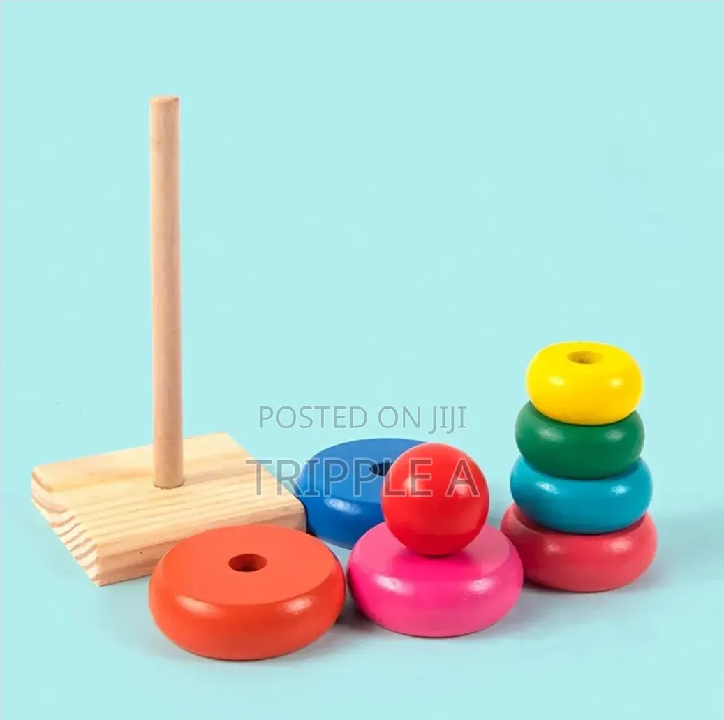 Wooden Multicolored Rainbow Tower