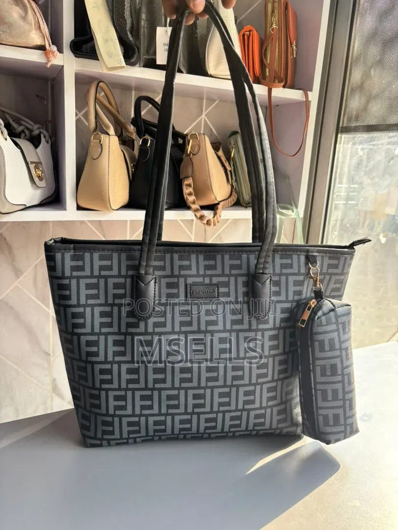 Monogram Grey Black Tote Bag