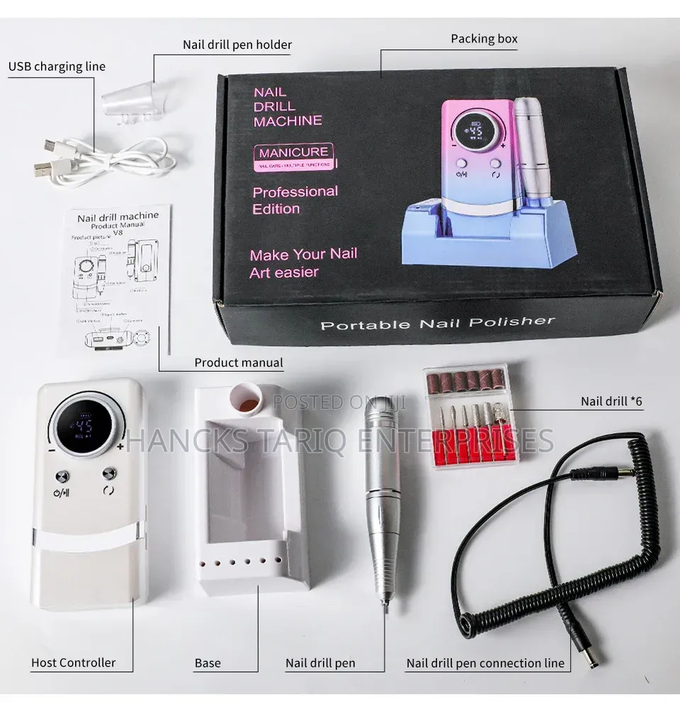V8 Professional Edition Portable Nail Polisher (Nail Drill Machine).