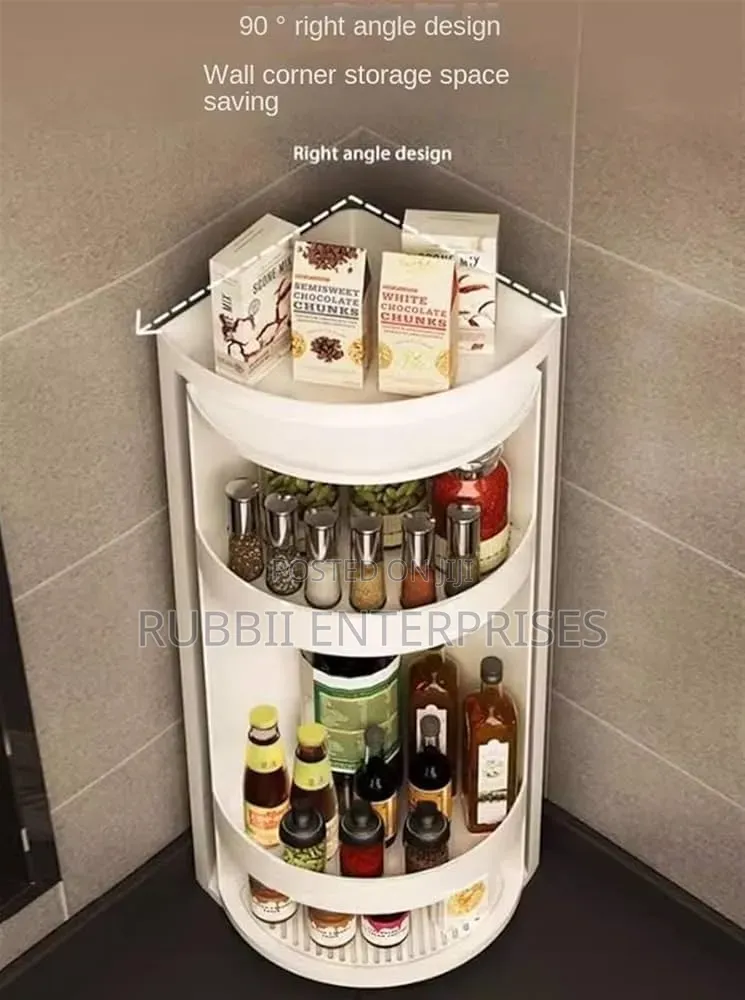 3-Tier White Plastic Countertop Corner Organizer