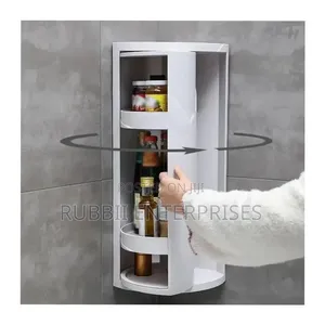 3-Tier White Plastic Countertop Corner Organizer