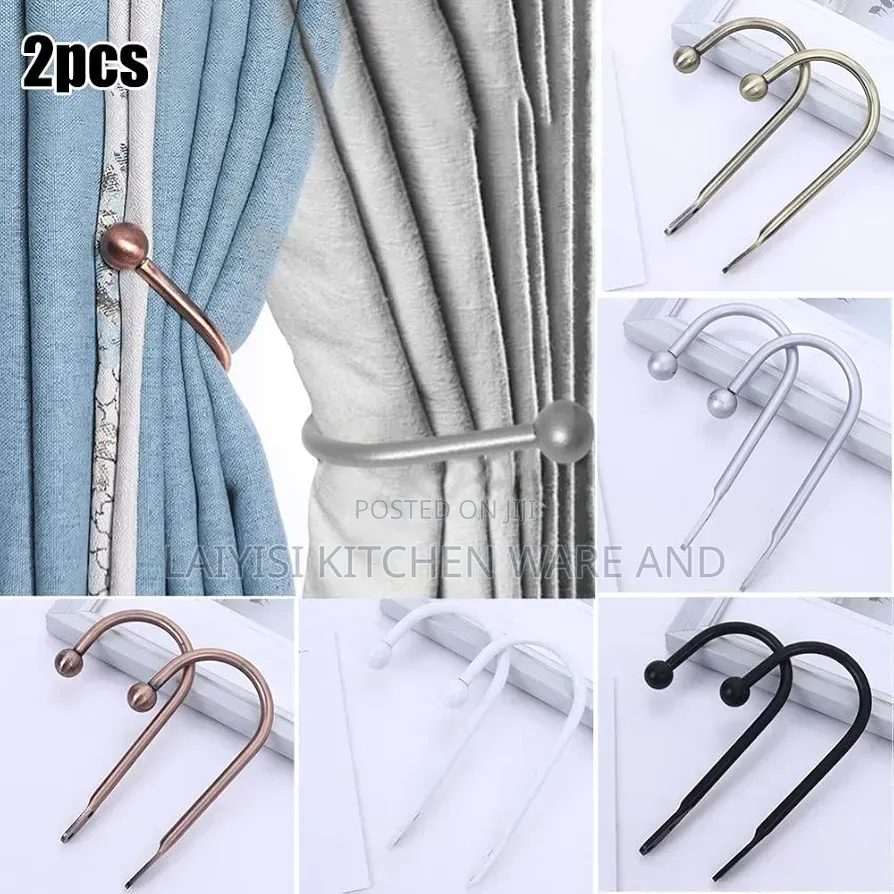 2PC Metal Crystal Curtain Holdback Wall Tie Backs Hooks Hanger Décor