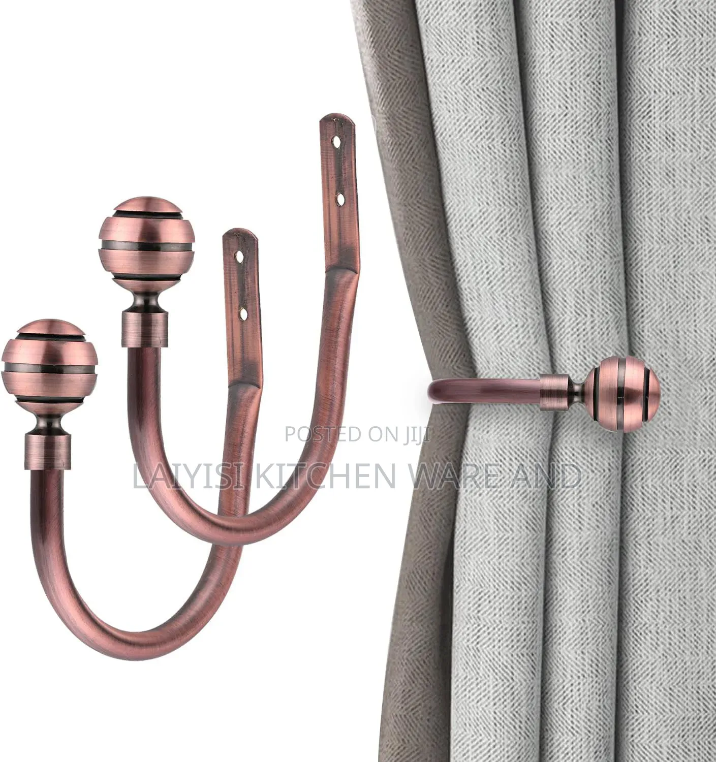 2PC Metal Crystal Curtain Holdback Wall Tie Backs Hooks Hanger Décor
