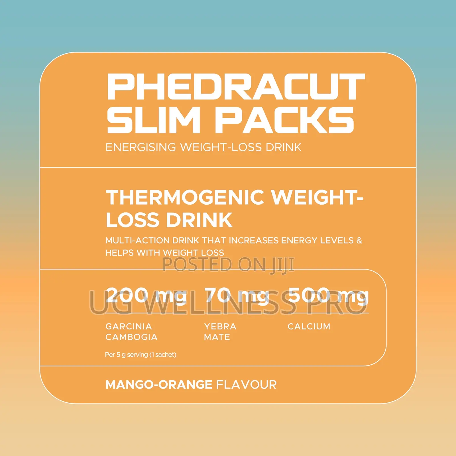 USN Phedra Cut Mango Orange Energizing Weight Loss Drink 20 Slimpack