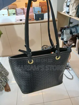 Black Woven Shoulder Bag or Tote Bag