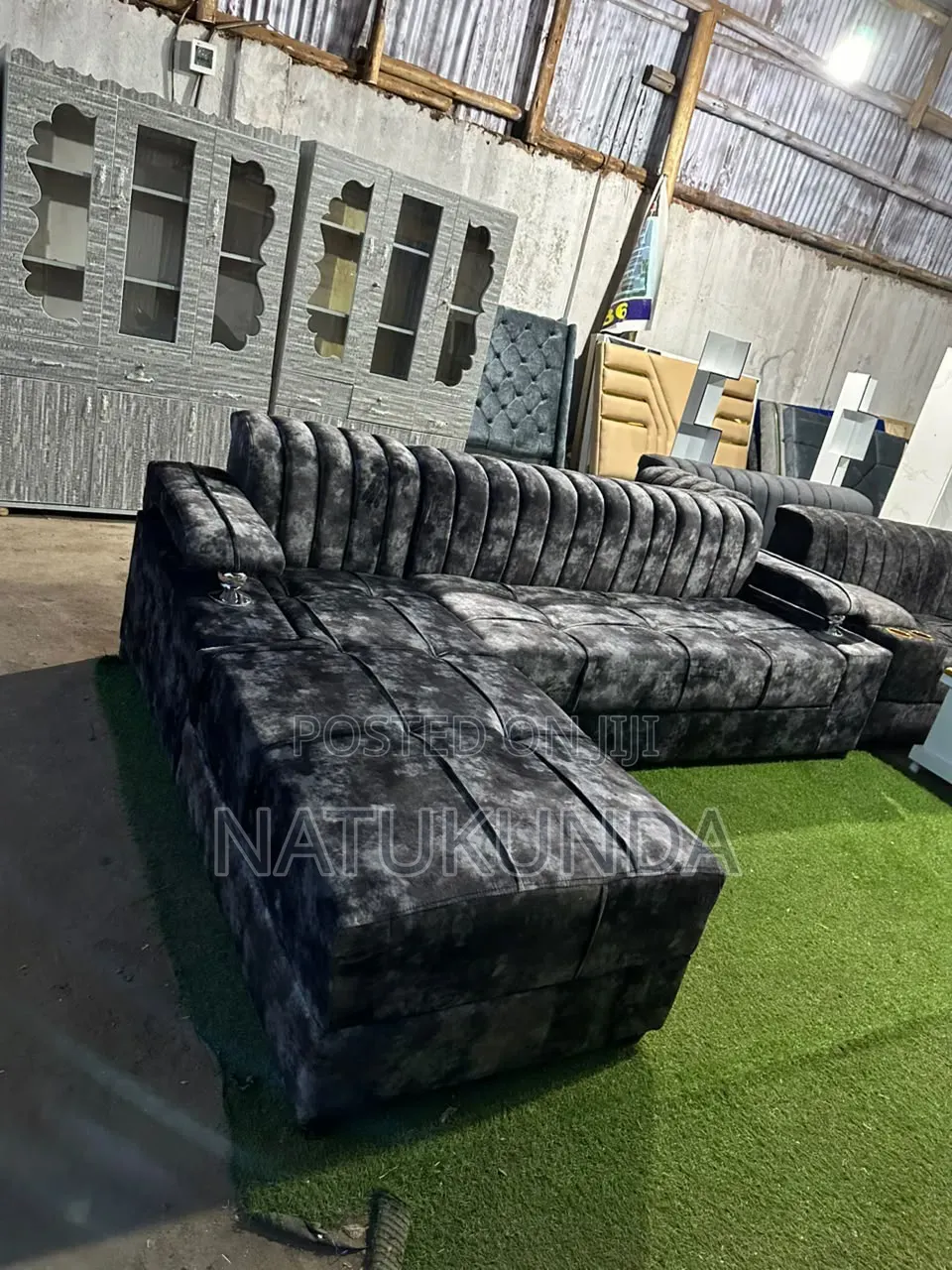Dark Grey L Sofa