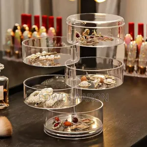 Acrylic Round Rotary Mini Jewelry Organizer