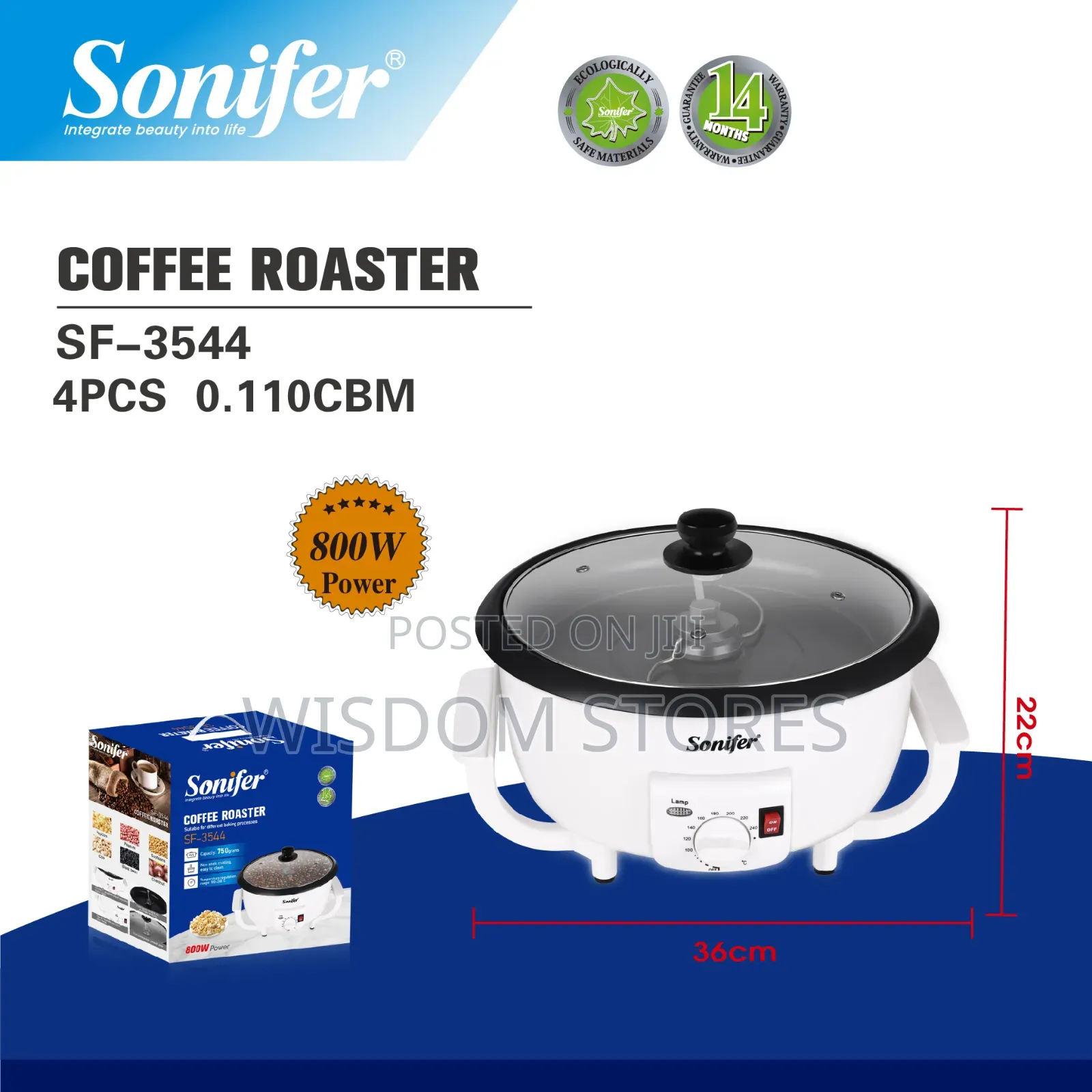 Sonifer SF-3544 Multifunctional Non-Stick Electric Coffee Bean Roaster