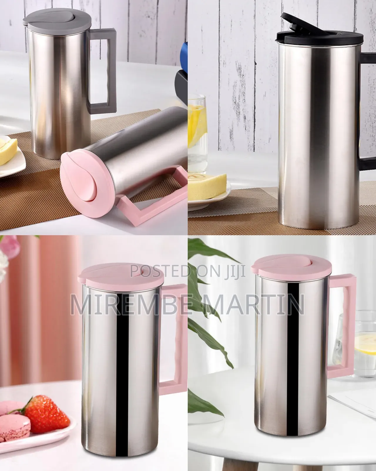 1.6L Stainless Steel Pitcher and Lid With Handle Cold Water Kettle