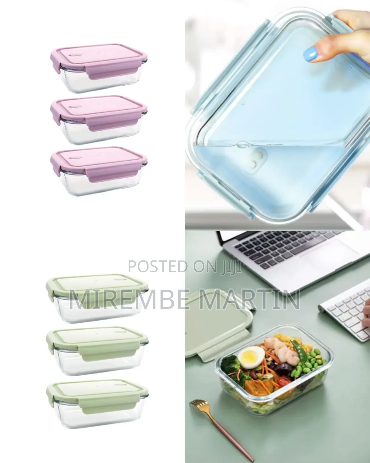 Leak-Proof Oven Safe Glass Food Containers - 680ml - 3 Pack.