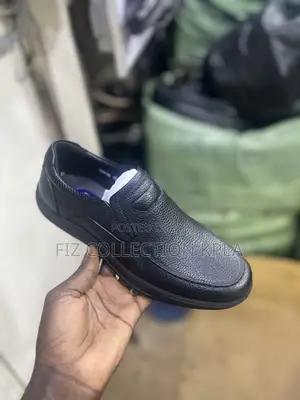 Franco Banetti Black Textured Leather Slip-on Loafers