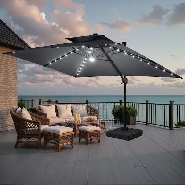 Square Cantilever Umbrella With Lights