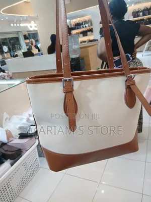 White and Tan Two-Tone Handbag