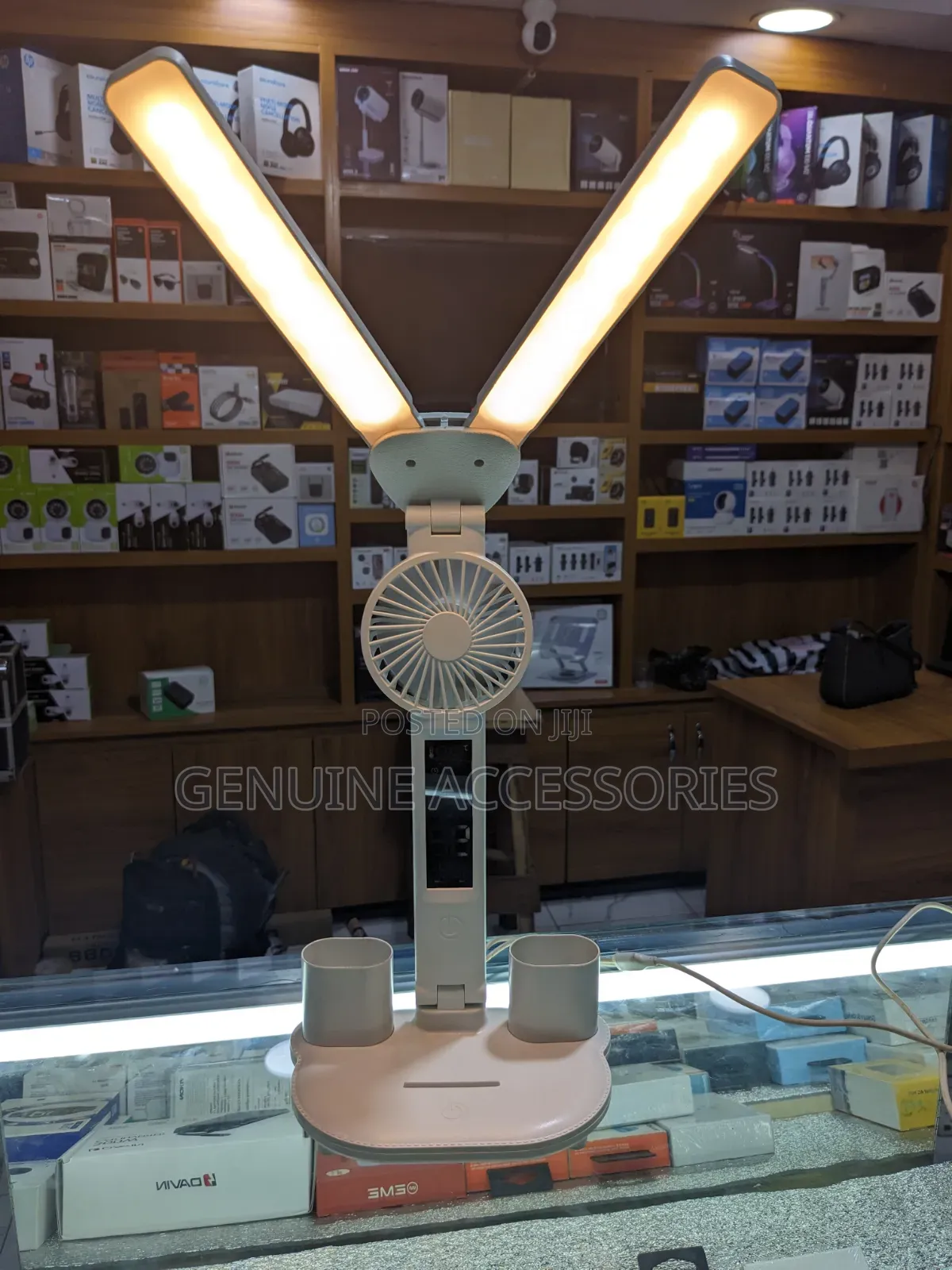 Desk Lamp With Time Display and Cooling Fan
