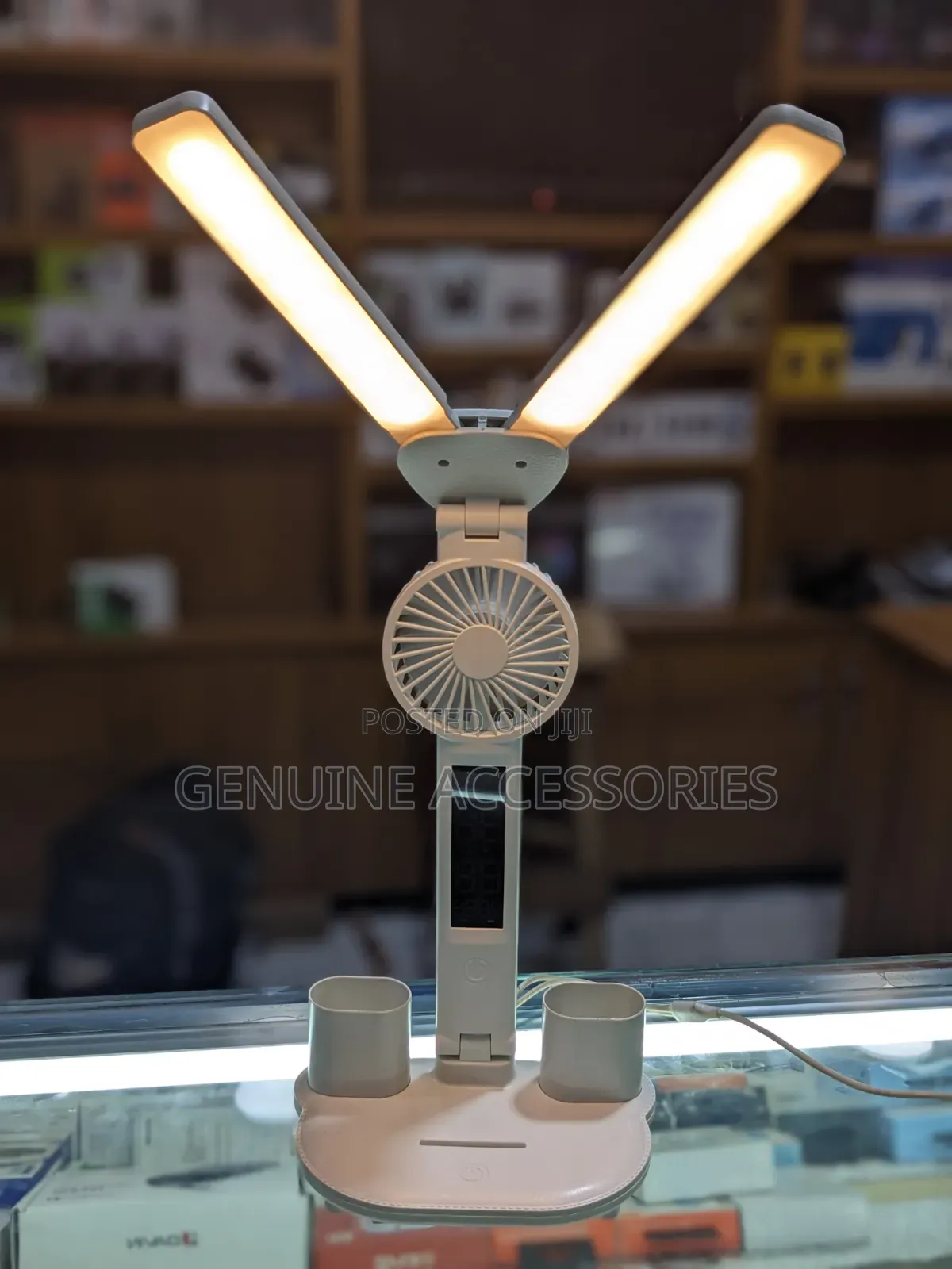 Desk Lamp With Time Display and Cooling Fan