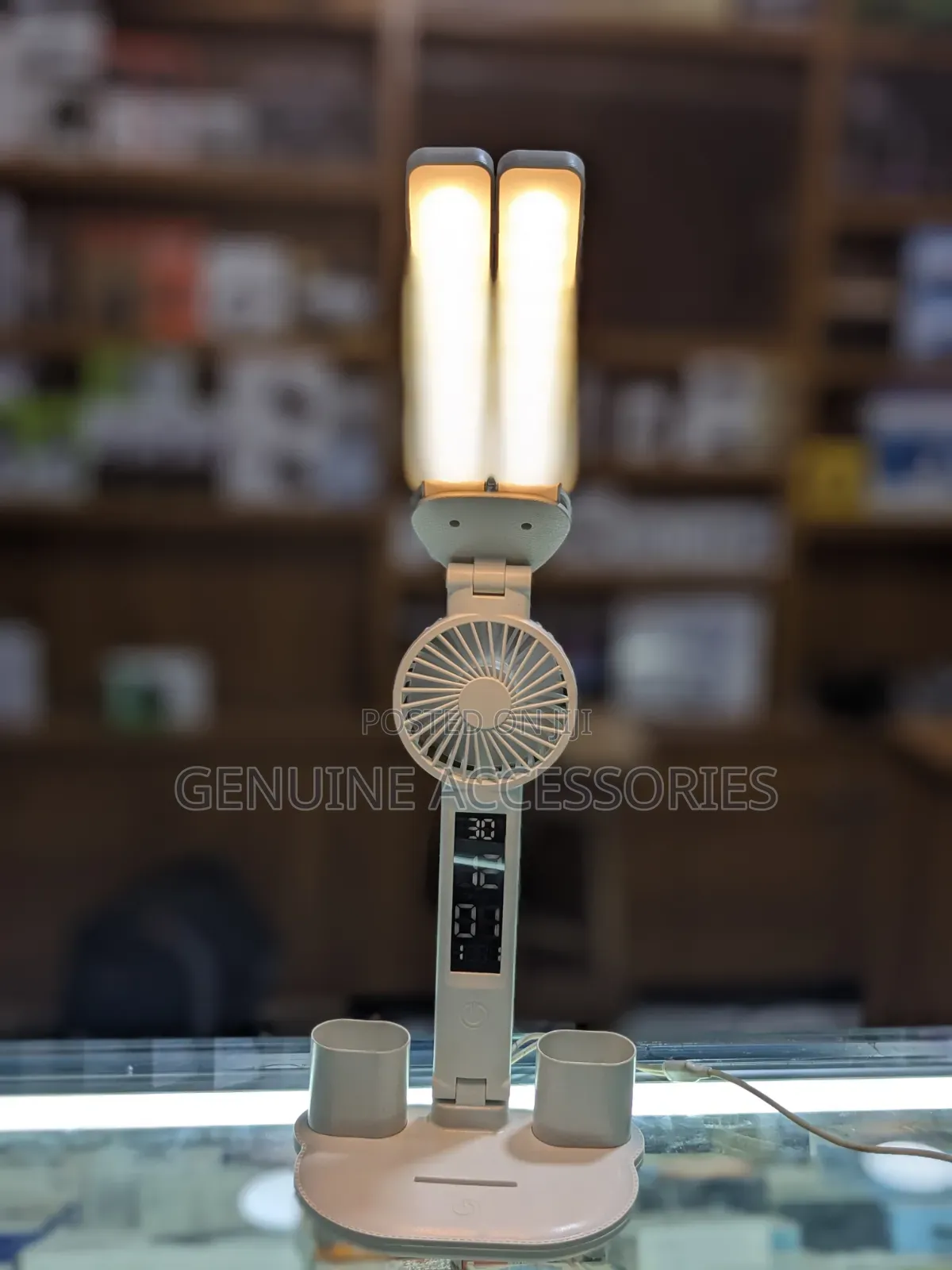 Desk Lamp With Time Display and Cooling Fan