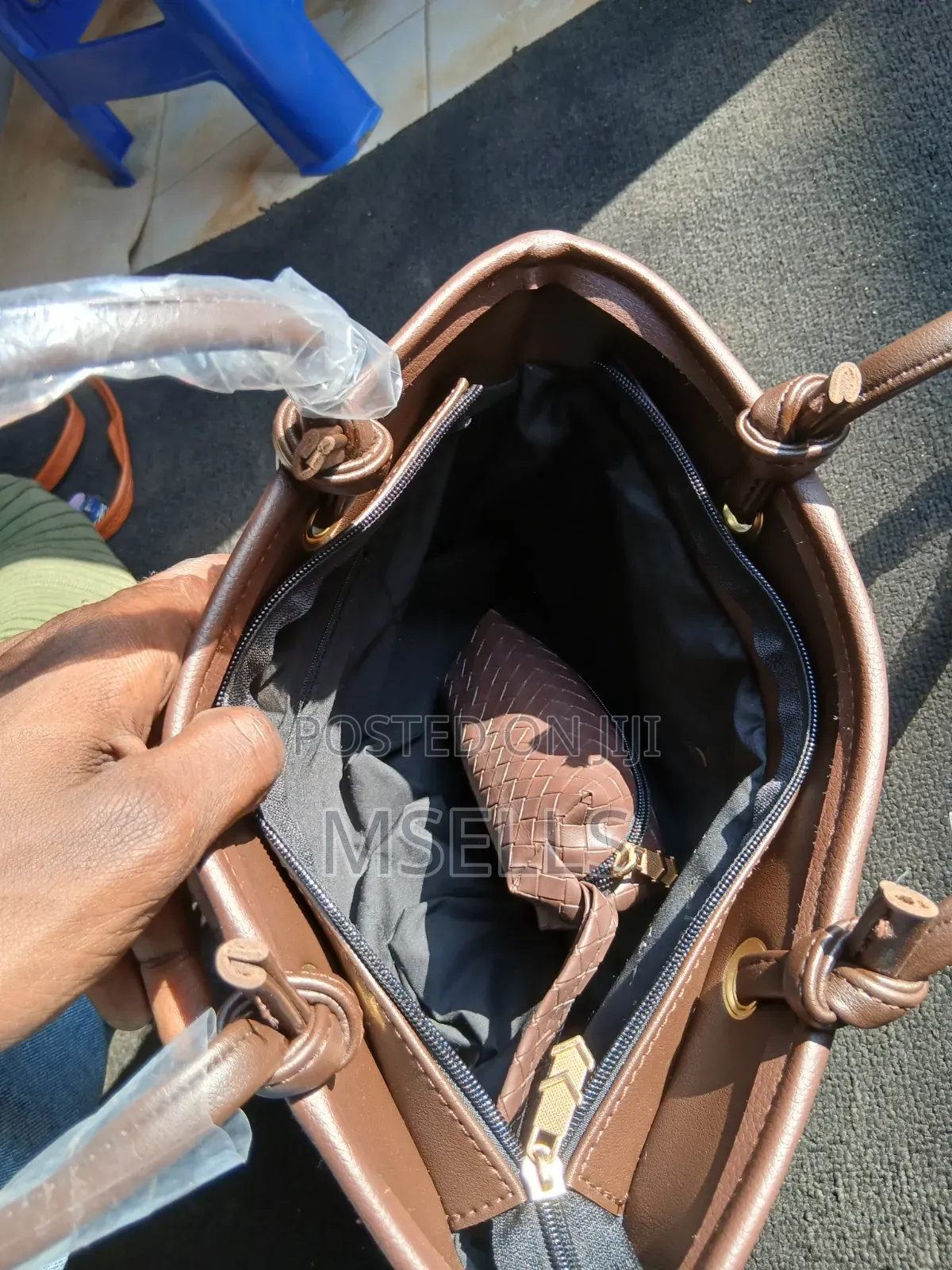 Woven Tote Bag (Deep Brown)