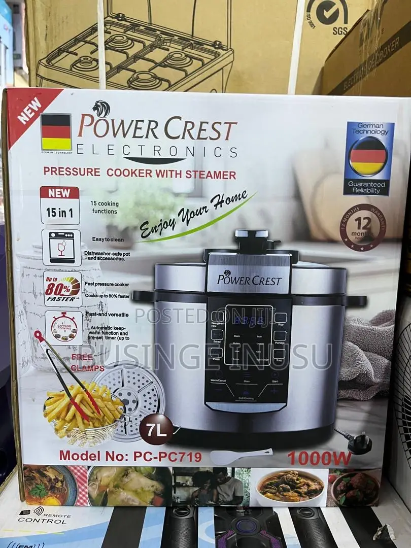 7 Litres PowerCrest Pressure Cooker Has a Steamer, Fryer Basket, Tong