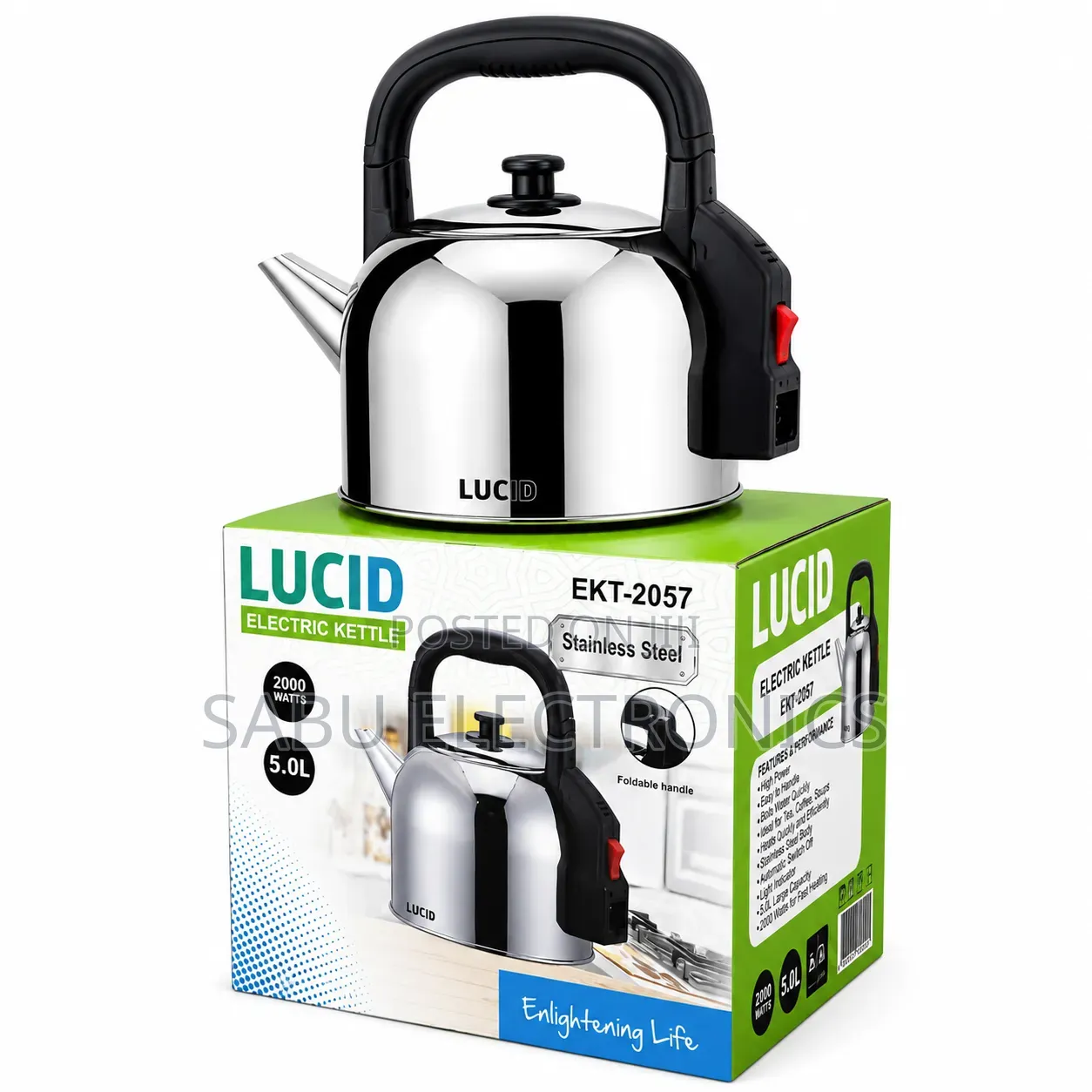 LUCID 5.0L Electric Kettle – 2000W Fast Heating, Foldable Handle