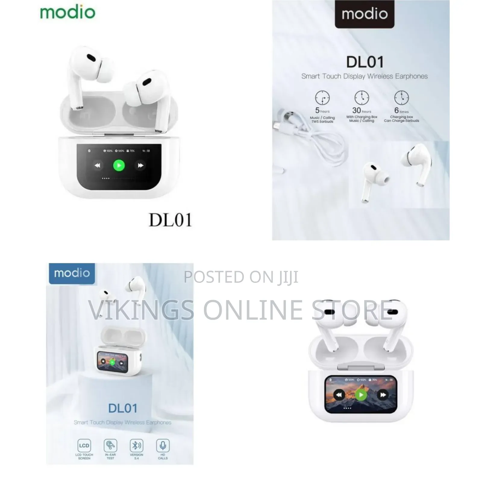 Modio DL01 True Wireless Earphones With Smart Touch Display, Active