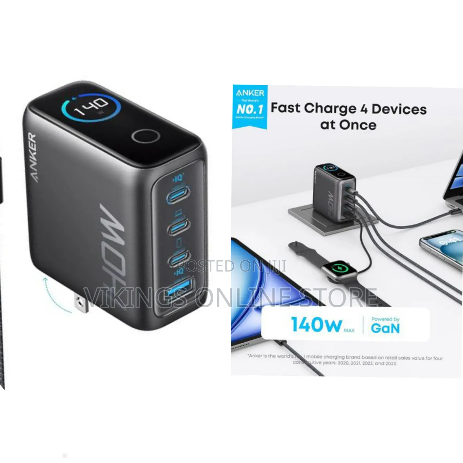 Anker Laptop Charger, 140W MAX USB C Charger, 4-Port Multi-Device