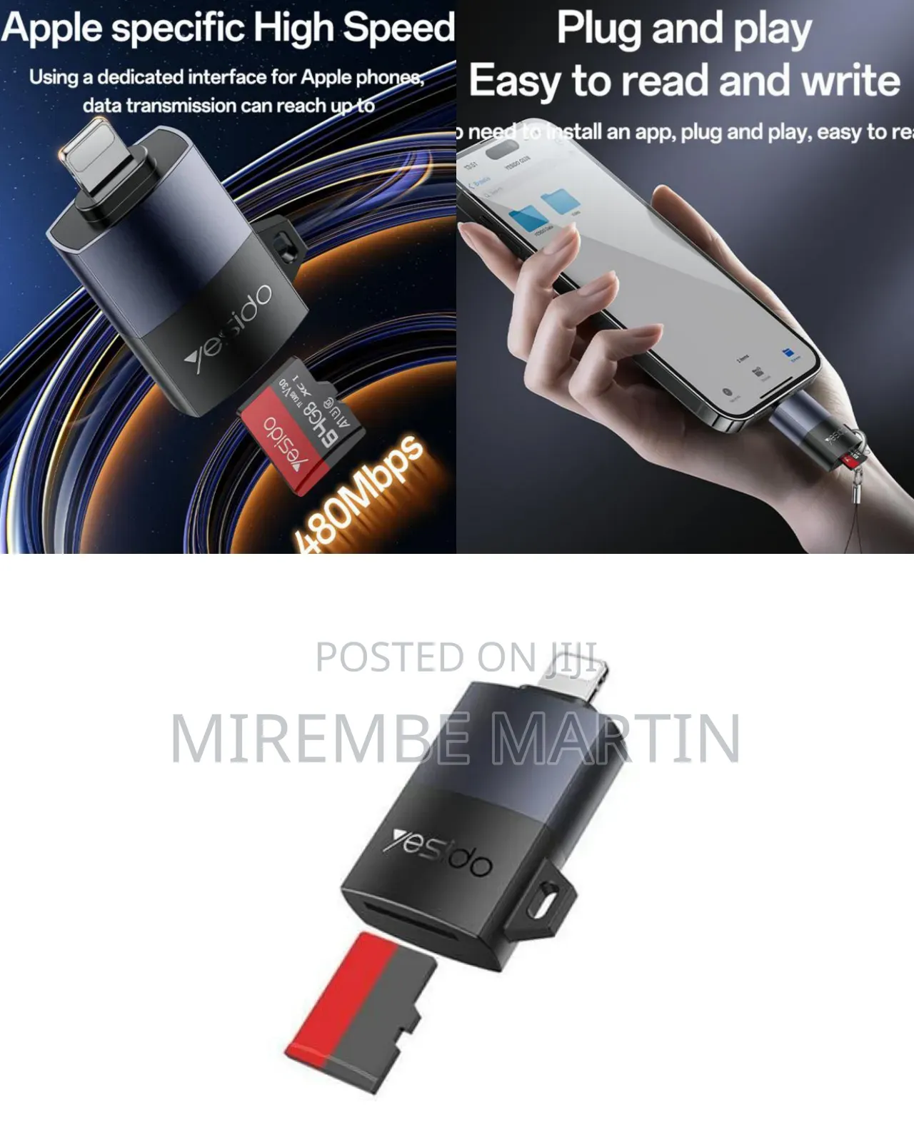 Yesido GS38 Lightning to TF Card Reader for iPhone iPad.