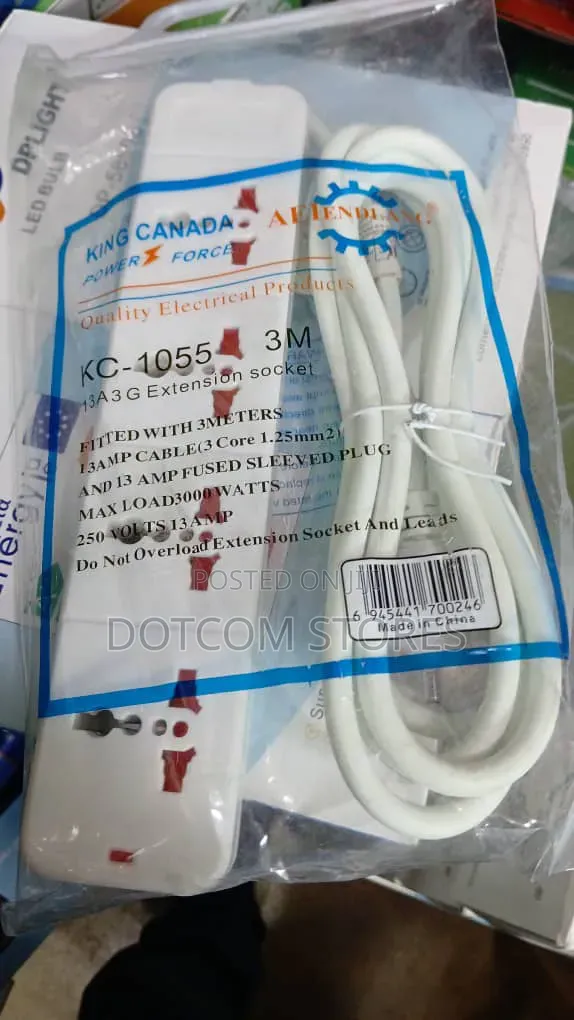 King Canada KC-1055 3M 13A 3G Extension Socket.