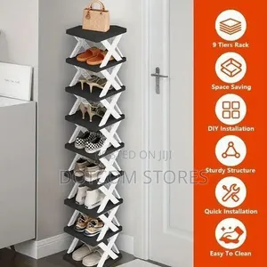 9-Tier Space-Saving Vertical Plastic Shoe Rack