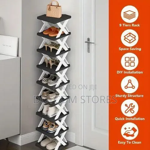 9-Tier Space-Saving Vertical Plastic Shoe Rack
