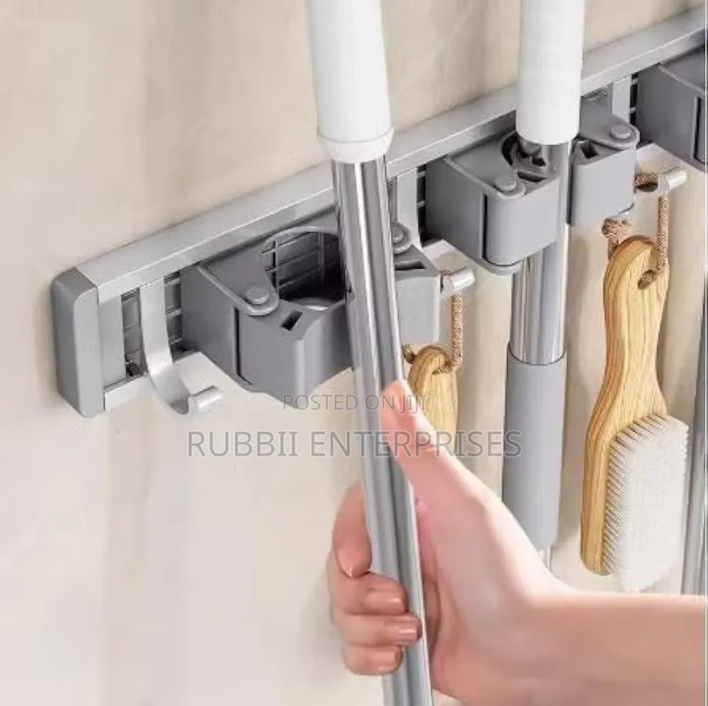 Space-Aluminum Wall-Mounted Mop and Broom Holder