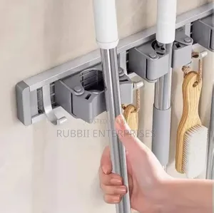 Space-Aluminum Wall-Mounted Mop and Broom Holder