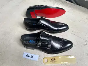 Franco Banetti Black Leather Double Monk Strap Shoes