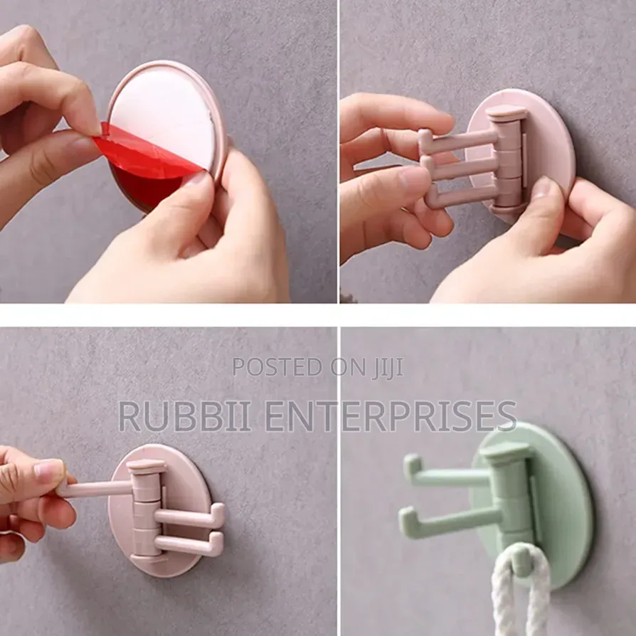 Self-Adhesive, Rotatable Wall Hooks 5pcs