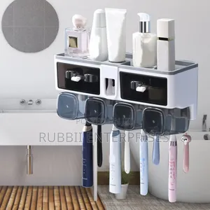 Wall-Mounted Multifunctional Toothbrush Holder and Storage Rack.
