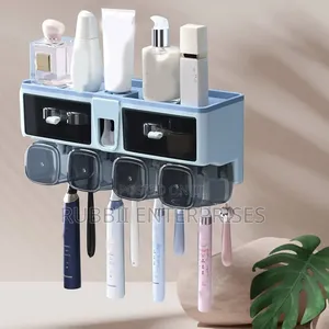 Wall-Mounted Multifunctional Toothbrush Holder and Storage Rack.