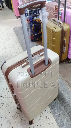 Cream-Colored Hardshell Trolley Suitcase Medium