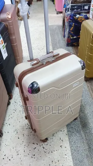Cream-Colored Hardshell Trolley Suitcase Medium