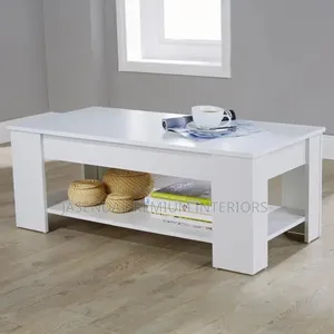 White Center Table With Storage Shelf - Living Room