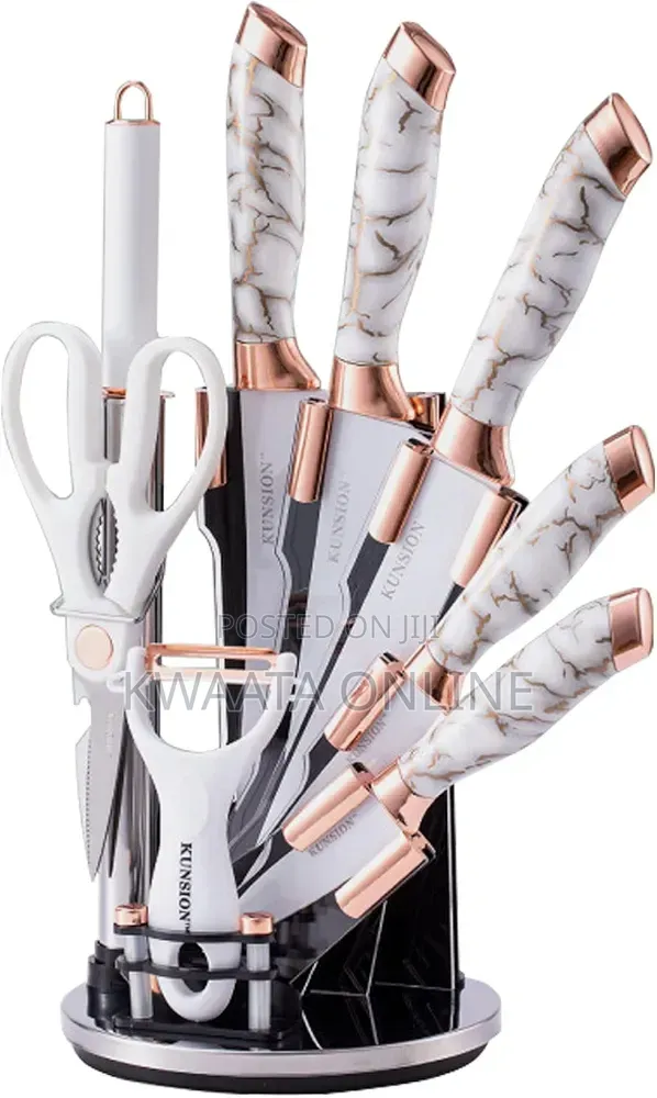9-PC Kitchen Knife Set, Ultra Sharp Non-Stick Set With Acrylic Stand