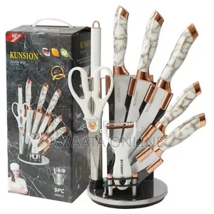 9-PC Kitchen Knife Set, Ultra Sharp Non-Stick Set With Acrylic Stand